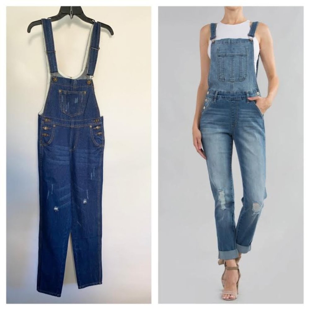 NEW MS.MAGGIE Denim Jeans Overalls Dark Wash